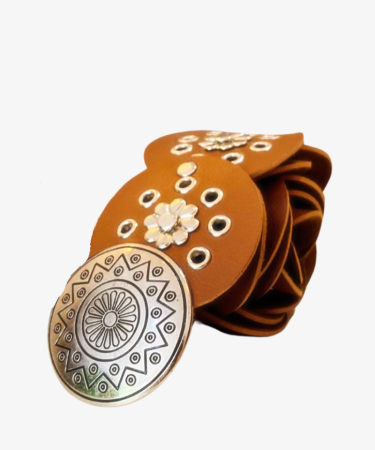 Cinto  Boho Redondo Com Detalhes Metalizados